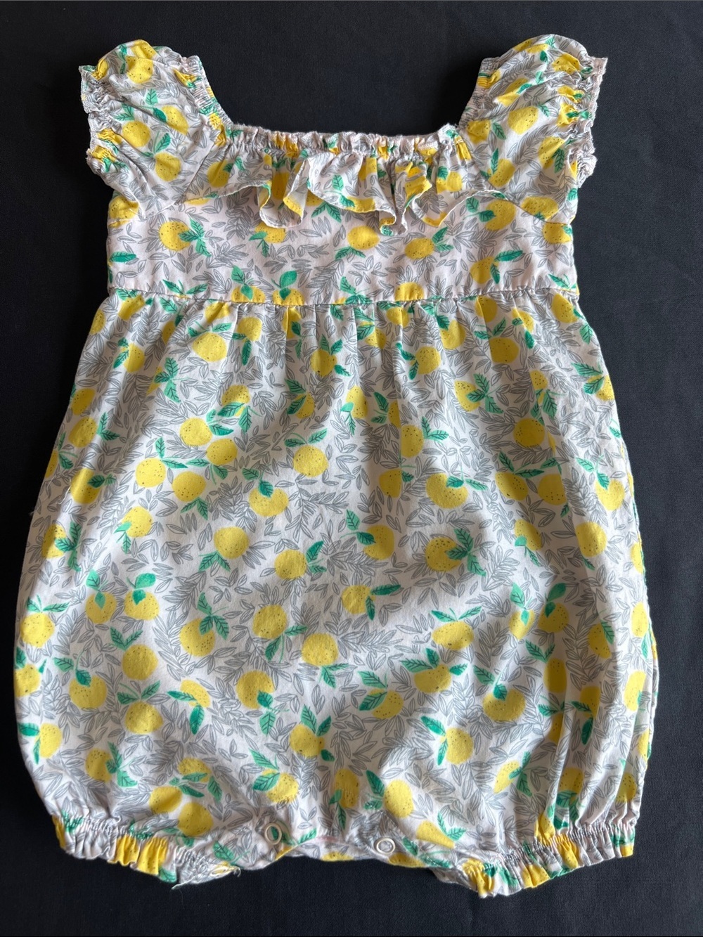 First Impressions White Yellow Green Lemon Print Baby One-Piece Bodysuit